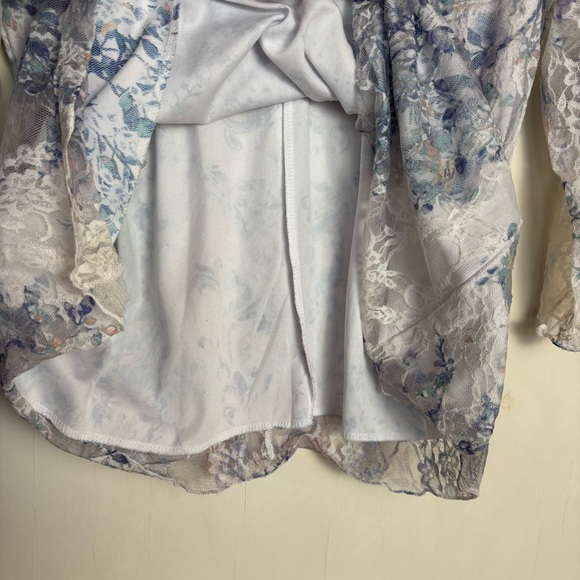 Sheer Lace Floral Damask Top Rhinestone Detail Boho Fairy Grunge Y2K Style - Picture 5 of 9